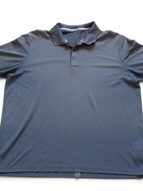 Adidas Mens Dark Gray Striped Golf Polo Shirt Short Sleeve Performance Size Unkw
